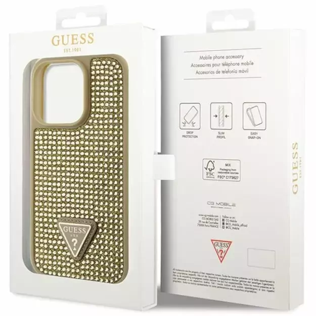 Guess GUHCP14LHDGTPD iPhone 14 Pro 6.1  gold/gold hardcase Rhinestone Triangle 7