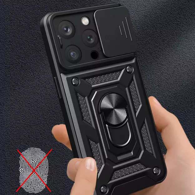 Armor Camshield Case with Stand and Camera Cover for iPhone 15 Pro Max Hybrid Armor Camshield - Blue 8