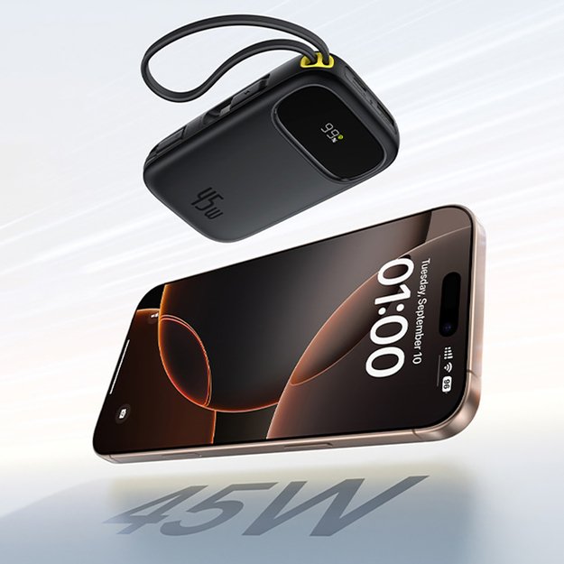 Baseus EnerFill FC31 10000mAh 45W Power Bank with USB-C and Lightning Cables - Black 6