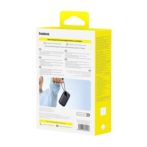 Baseus EnerFill FC31 10000mAh 45W Power Bank with USB-C and Lightning Cables - Black 5