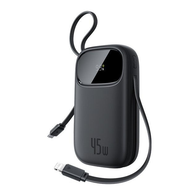 Baseus EnerFill FC31 10000mAh 45W Power Bank with USB-C and Lightning Cables - Black 1