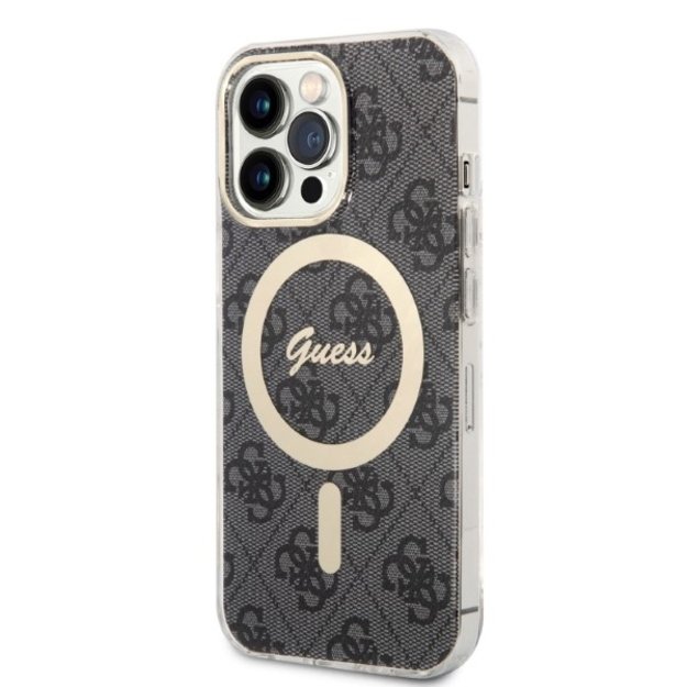 Set Guess GUBPP13XH4EACSK Case+ Charger iPhone 13 Pro Max black/black hard case 4G Print MagSafe 1