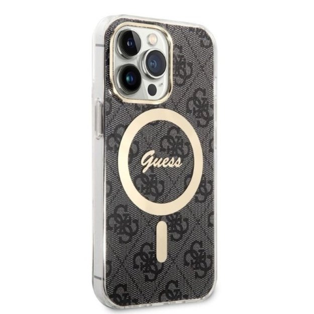 Set Guess GUBPP13XH4EACSK Case+ Charger iPhone 13 Pro Max black/black hard case 4G Print MagSafe 3