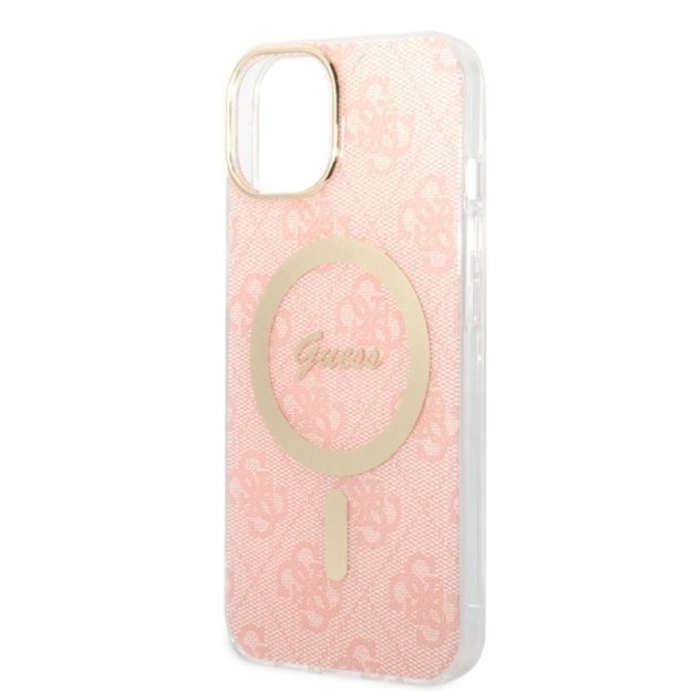 Set Guess GUBPP14MH4EACSP Case+ Charger iPhone 14 Plus 6.7  pink/pink hard case 4G Print MagSafe 5