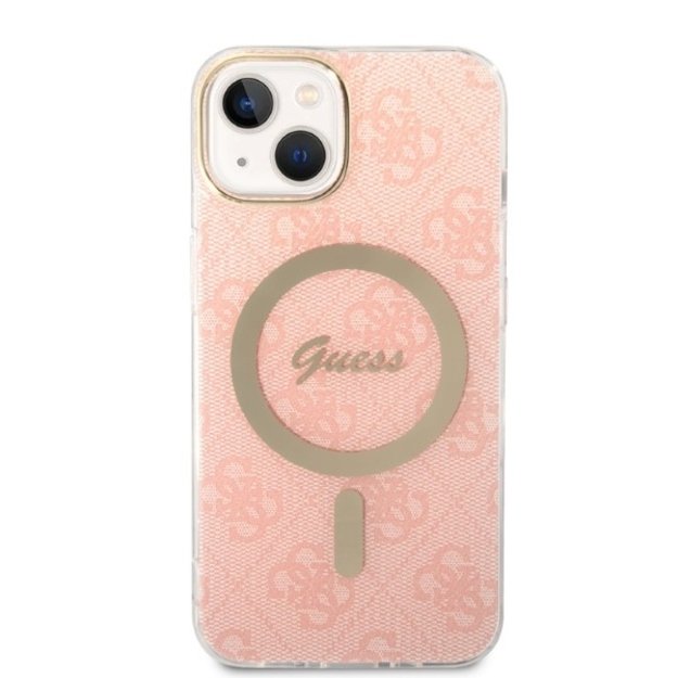 Set Guess GUBPP14MH4EACSP Case+ Charger iPhone 14 Plus 6.7  pink/pink hard case 4G Print MagSafe 2