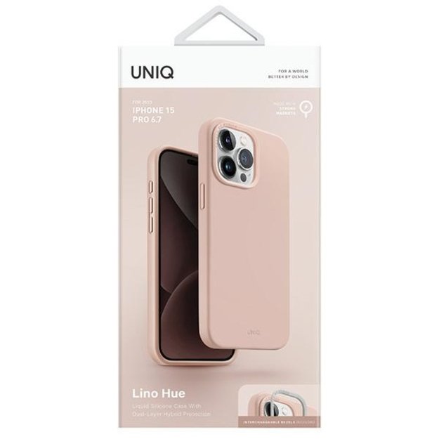 Uniq Lino Hue Magclick Charging case for iPhone 15 Pro Max - pink 3
