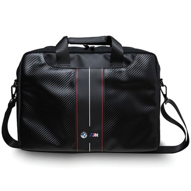 BMW Carbon &amp  Red Stripes bag for a 16&quot  laptop - black