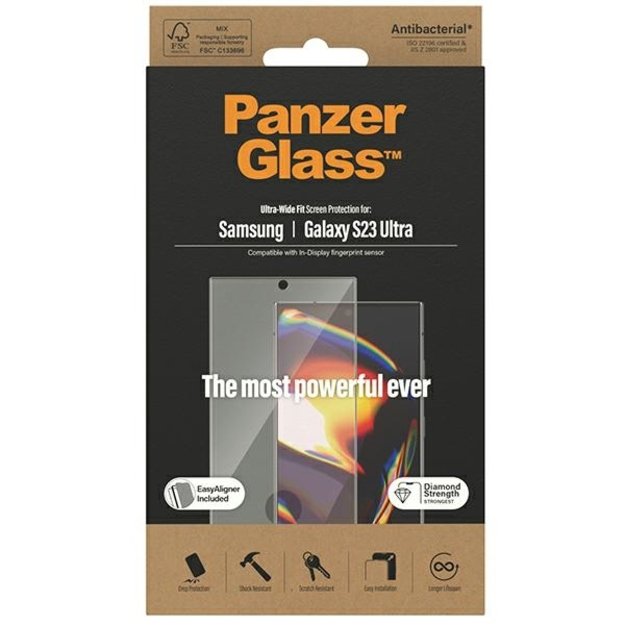 PanzerGlass Ultra-Wide Fit Tempered Glass with Applicator for Samsung Galaxy S23 Ultra 2