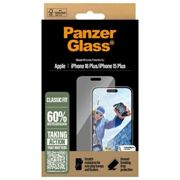 PanzerGlass Screen Protector iPhone 16 Plus 6.7&quot  Classic Fit 2875 3