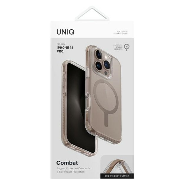 Uniq Combat iPhone 16 Pro 6.3&quot  Magclick Charging case gold/taupe gold 3