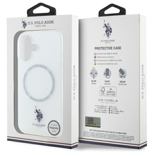 US Polo IML Ring MagSafe iPhone 16 Case - White 7