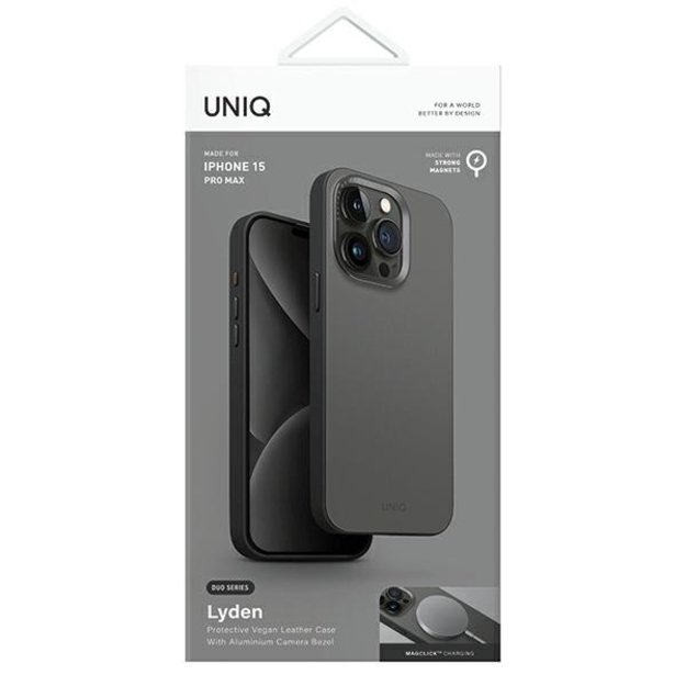 Uniq Lyden DS iPhone 15 Pro Max 6.7  Magclick Charging case grey-black/charcoal grey-black 6
