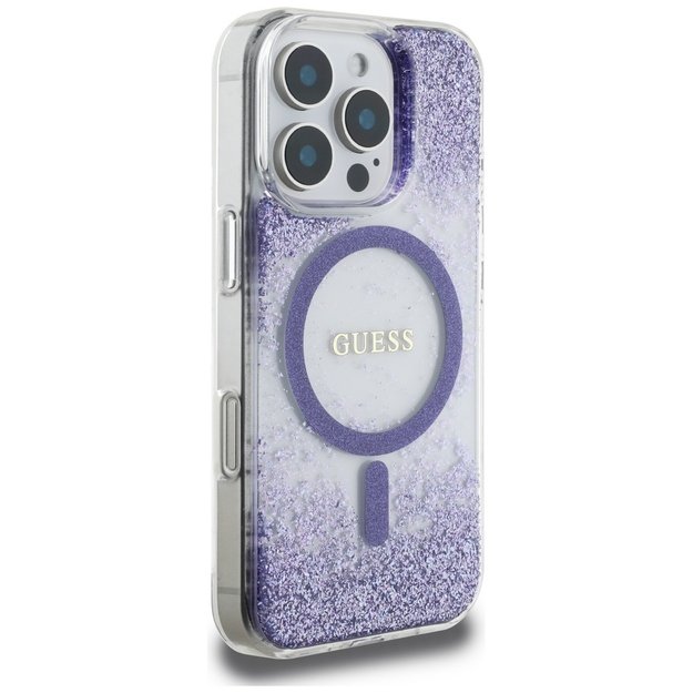 Guess HC Resin Bottom Glitter MagSafe case for iPhone 16 Pro Max - purple 3