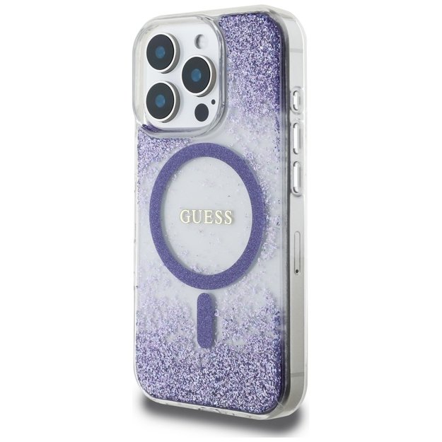 Guess HC Resin Bottom Glitter MagSafe case for iPhone 16 Pro Max - purple 1