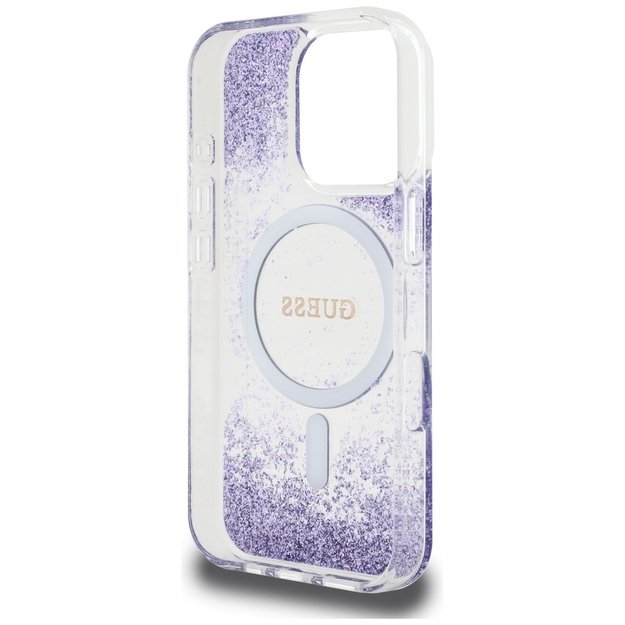 Guess HC Resin Bottom Glitter MagSafe case for iPhone 16 Pro Max - purple 6