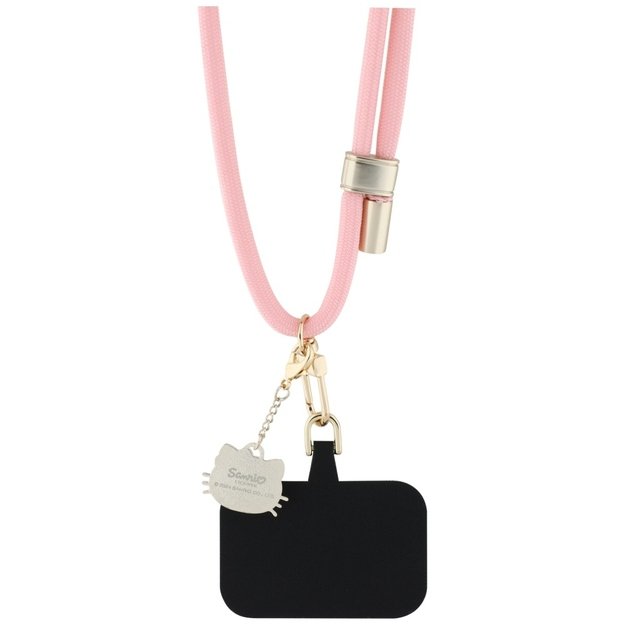 Hello Kitty Patch &amp  Kitty Head Charm Universal Phone Lanyard - Pink 3