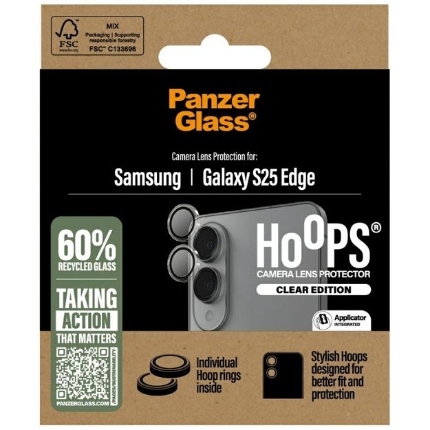 PanzerGlass Hoops Lens Protector Tempered Glass for Samsung Galaxy S25 Edge - Clear 3