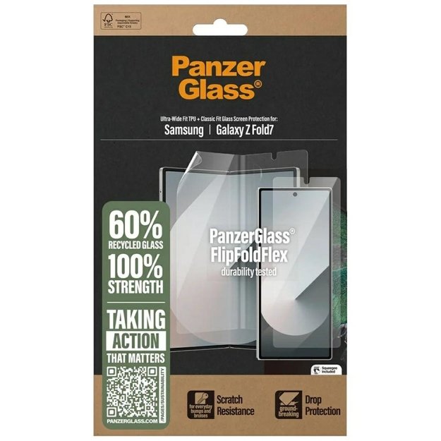 PanzerGlass FlipFoldFlex 2-in-1 Protective Set Classic Fit Glass + Ultra-Wide Fit TPU Film for Samsung Galaxy Fold7 3