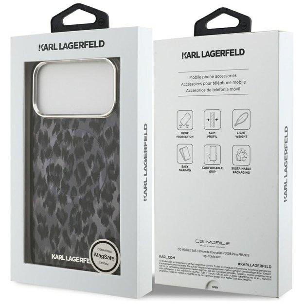 Karl Lagerfeld IML Leopard Pattern MagSafe Case for iPhone 17 Pro Max - Black 7