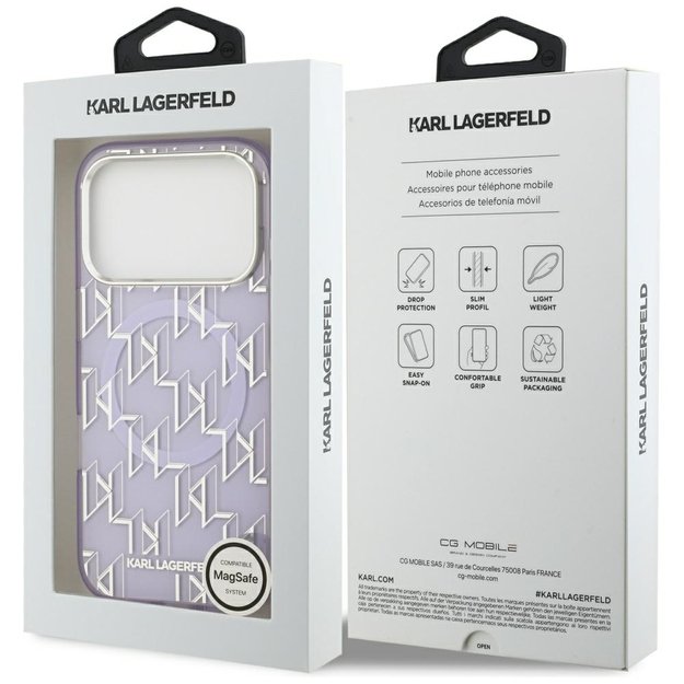 Karl Lagerfeld IML KL Monogram MagSafe Case for iPhone 17 Pro Max - Purple 7