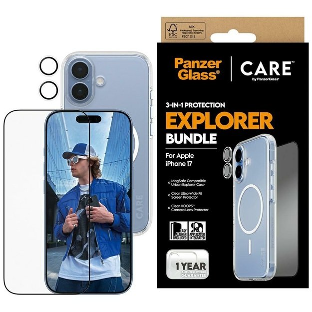 CARE by PanzerGlass Flagship Explorer 3in1 Case + Glass + Lens for iPhone 17