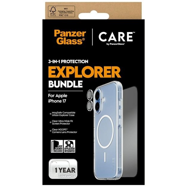 CARE by PanzerGlass Flagship Explorer 3in1 Case + Glass + Lens for iPhone 17 4