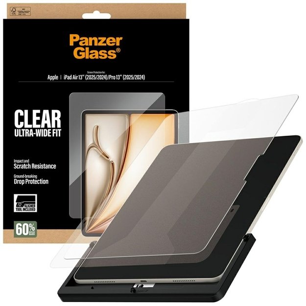 PanzerGlass Ultra-Wide Fit Tempered Glass for iPad Air 13&quot  2024 / 2025 / iPad Pro 13&quot  2024 / 2025 3