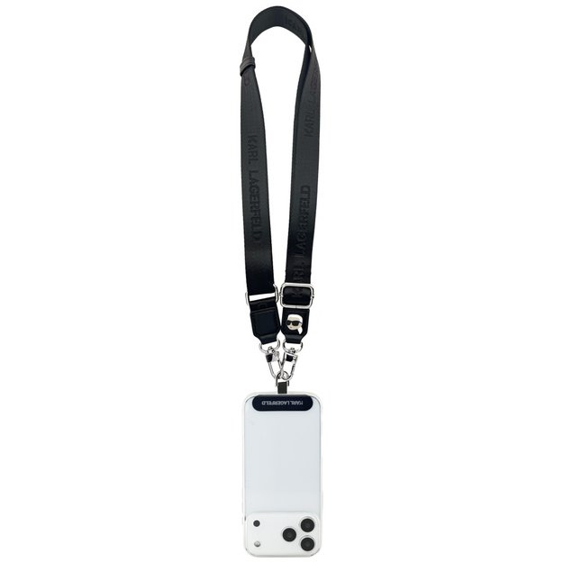 Karl Lagerfeld Universal Strap Tether Patch Karl Metal Logo Phone Lanyard - Black 2