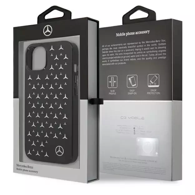 Mercedes MEHCP13SESPBK iPhone 13 mini 5,4  czarny/black hardcase Silver Stars Pattern 7