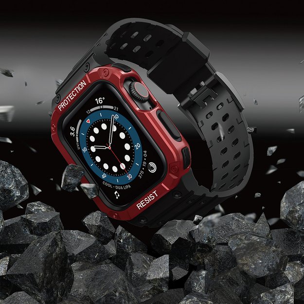 Protect Strap Band for Apple Watch 38/40/41mm Armored Case Strap - Black, Red 12