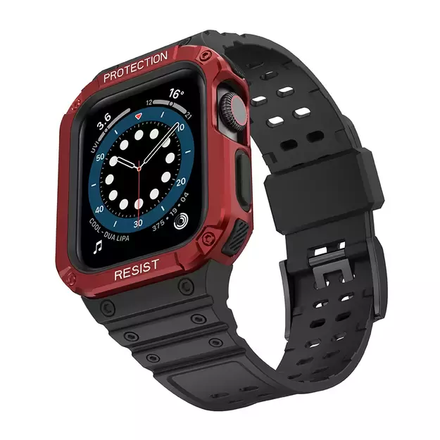 Protect Strap Band for Apple Watch 38/40/41mm Armored Case Strap - Black, Red 1