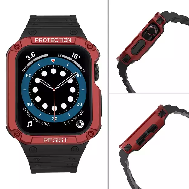 Protect Strap Band for Apple Watch 38/40/41mm Armored Case Strap - Black, Red 2
