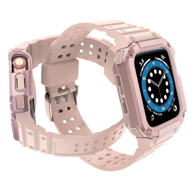 Protect Strap Band for Apple Watch 38/40/41mm Armored Case Strap - Pink 10