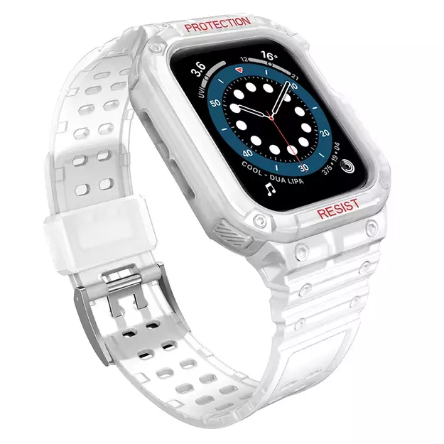 Protect Strap Band for Apple Watch 42/44/45mm Armored Case Strap - Transparent