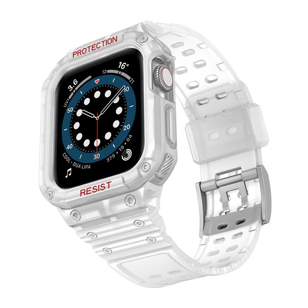 Protect Strap Band for Apple Watch 42/44/45mm Armored Case Strap - Transparent 1