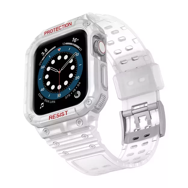 Protect Strap Band for Apple Watch 42/44/45mm Armored Case Strap - Transparent 9