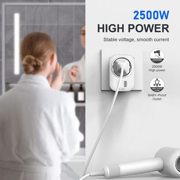 Tech-Protect TA100 US Adapter - White 3