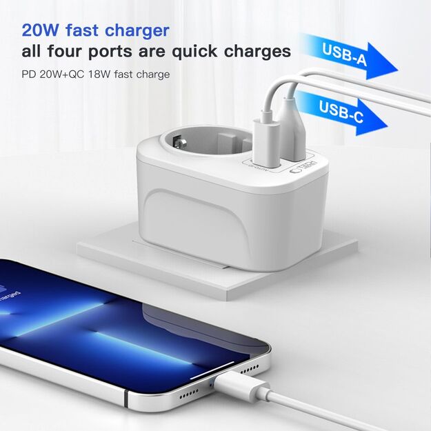 Tech-Protect TA100 US Adapter - White 4