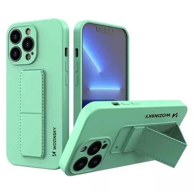 Wozinsky Kickstand Case silicone case with stand for iPhone 13 Pro mint