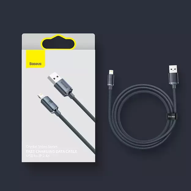 Baseus Crystal Shine Series cable USB cable for fast charging and data transfer USB Type A - Lightning 2.4A 2m black (CAJY000101) 18