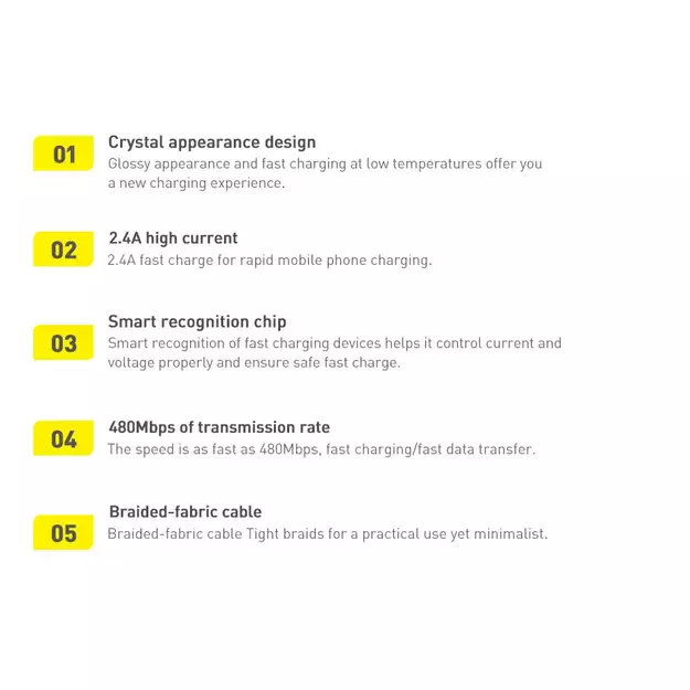 Baseus Crystal Shine Series cable USB cable for fast charging and data transfer USB Type A - Lightning 2.4A 2m black (CAJY000101) 19