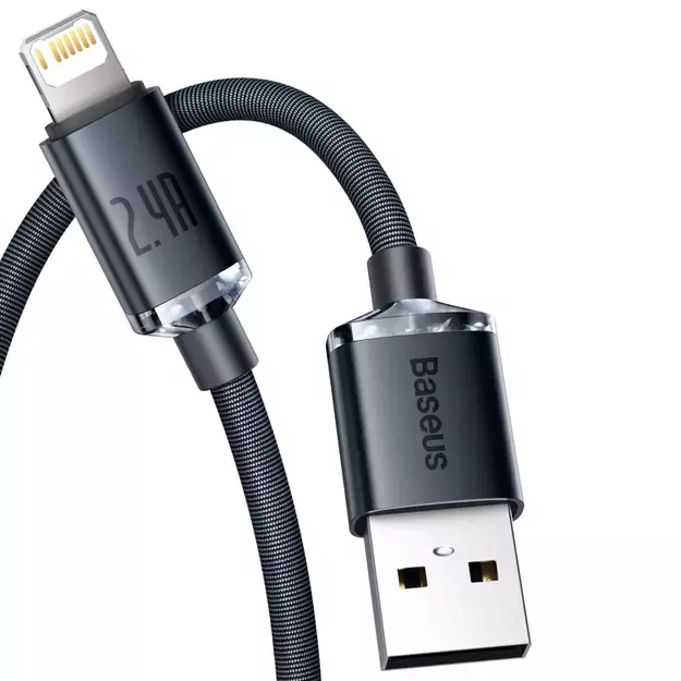 Baseus Crystal Shine Series cable USB cable for fast charging and data transfer USB Type A - Lightning 2.4A 2m black (CAJY000101) 8