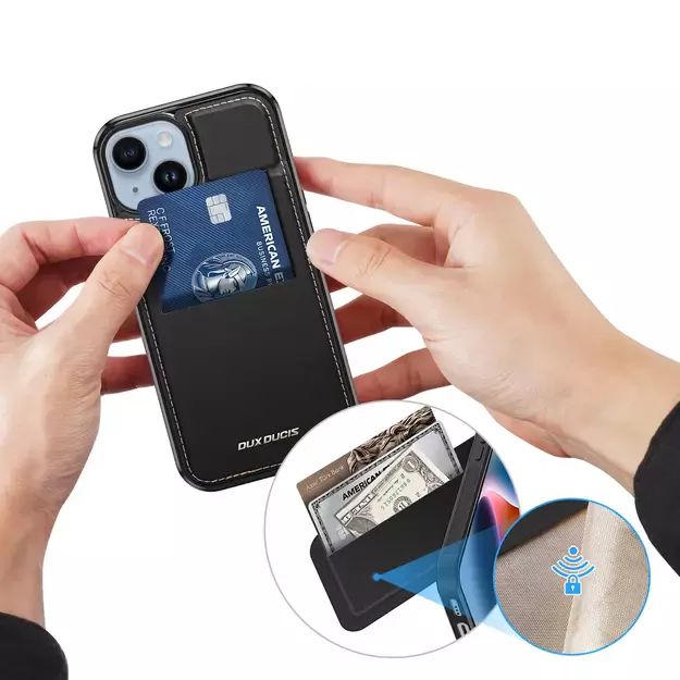 3in1 Wallet Case with Stand for iPhone 14 Plus MagSafe RFID Blocker Dux Ducis Rafi Mag - Black 24