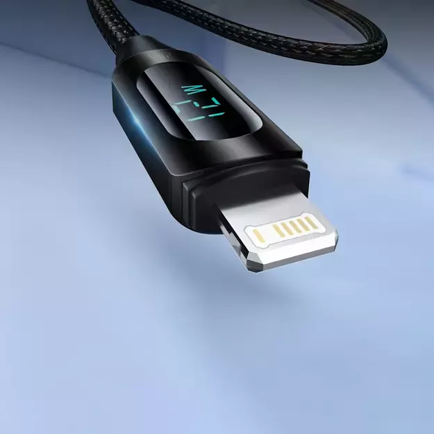 USB-A Cable - Lightning Wozinsky WUALC1 with LED Display 2.4A 1m - Black 3