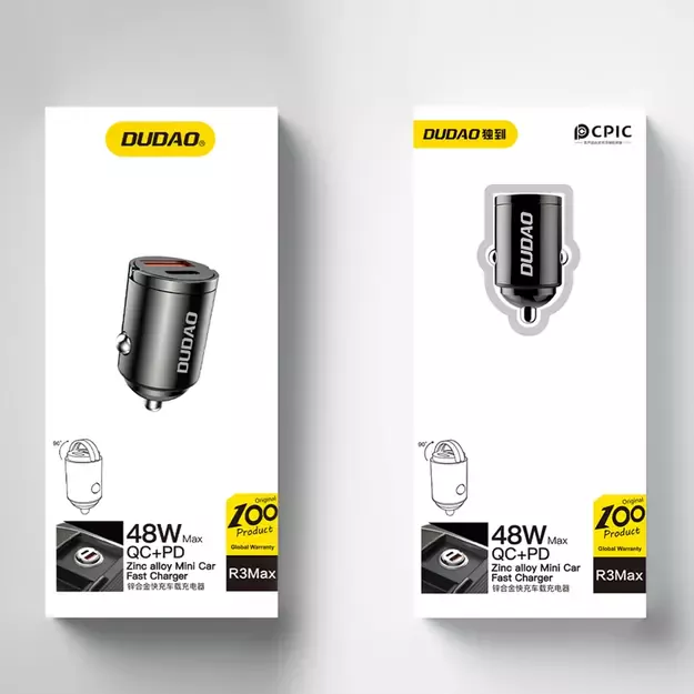Dudao R3MAX 48W QC PD mini car charger - black 4