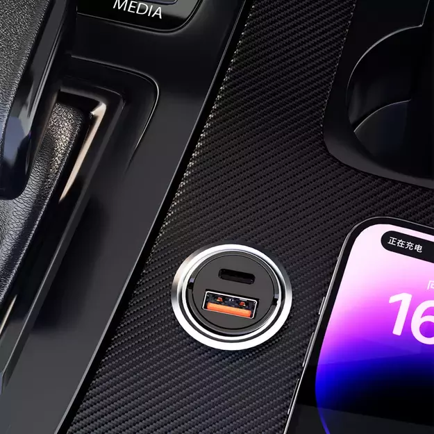 Dudao R3MAX 48W QC PD mini car charger - black 2