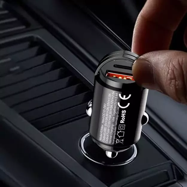Dudao R3MAX 48W QC PD mini car charger - black 3