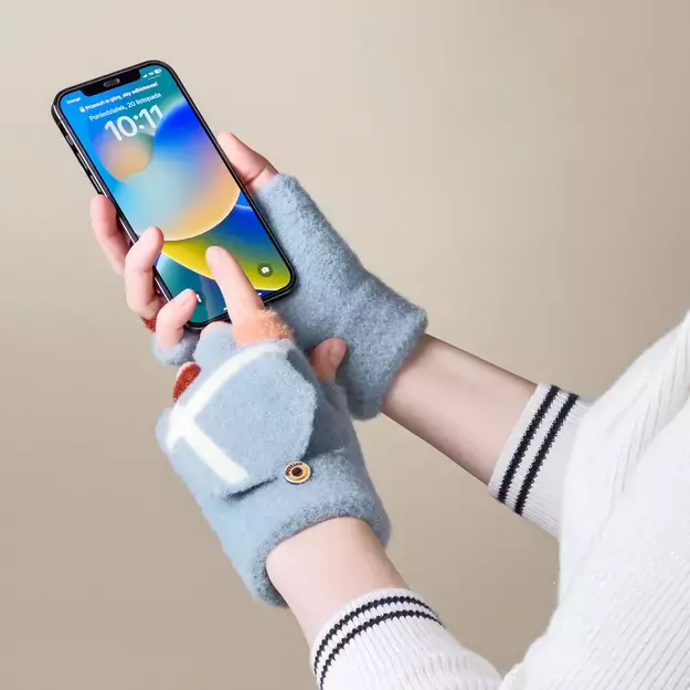 Women s/children s winter telephone gloves - blue 17