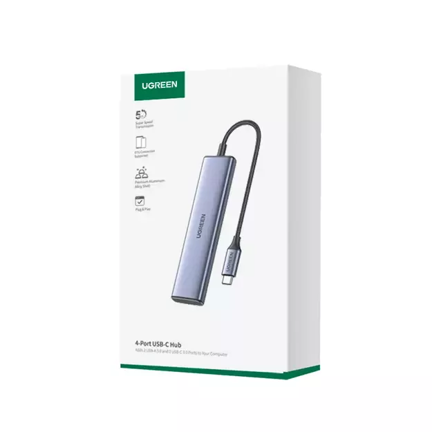 HUB USB-C - 2 x USB-A / 2 x USB-C 20 cm Ugreen CM473 - gray 4