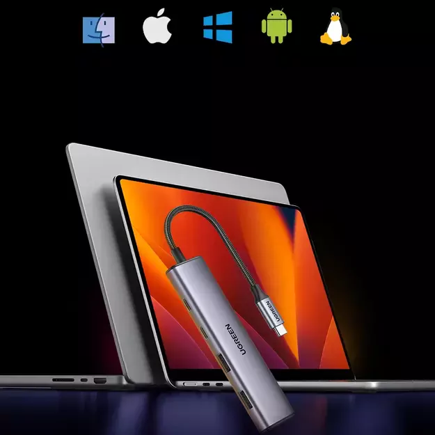 HUB USB-C - 2 x USB-A / 2 x USB-C 20 cm Ugreen CM473 - gray 1